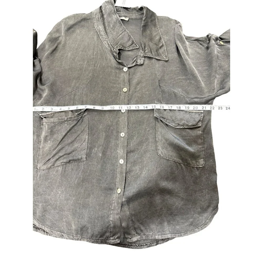 JS Millenium Women One Size Fit All Top Grey Button-Up Long Sleeve Blouse Italy - Picture 5 of 7